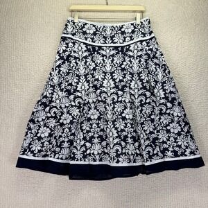 Jones New York Sport A-Line Skirt Cottagecore Floral Blue White‎ Cotton Size 8
